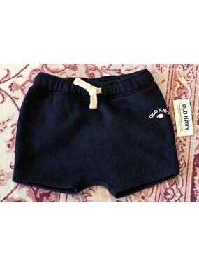 Old Navy Baby Boy's Logo-Graphic Fleece Drawstring Shorts Navy Blue Size 3-6M